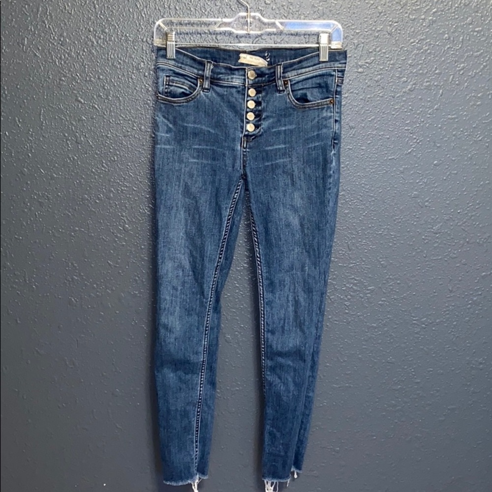 Free People Button Fly Skinny Jeans